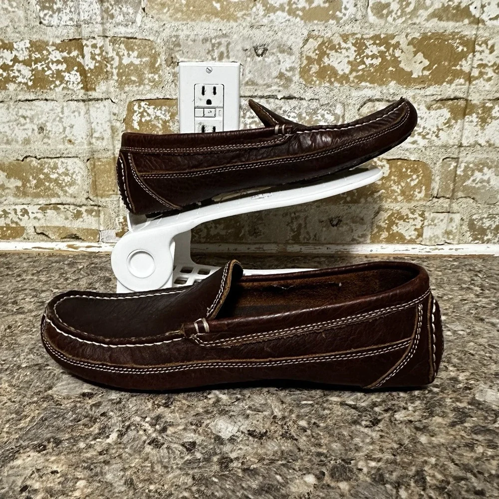 Duluth Trading Company  Mens Leather Driving Loafers Shoes 8.5 EUC Brown